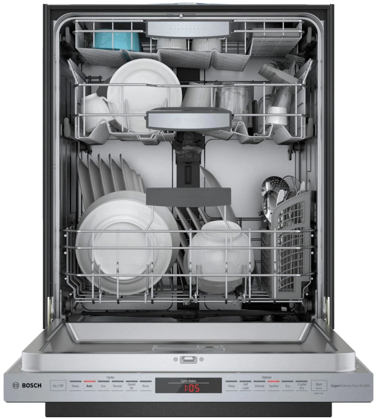 Bosch - 800 Series 24 Top Control Built-In Dishwasher with CrystalDry, Stainless Steel Tub, 3rd Rack, 40 dBa - Stainless steel