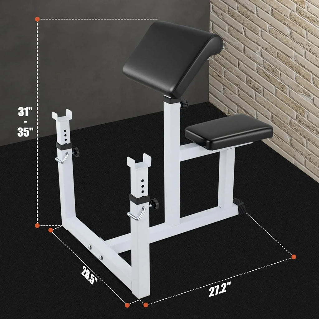 Adjustable Arm Preacher Curl Bench Bicep Strengh Bench Seated Strenghthen Training Isolated Barbell Dumbell Biceps Station for Home Gym