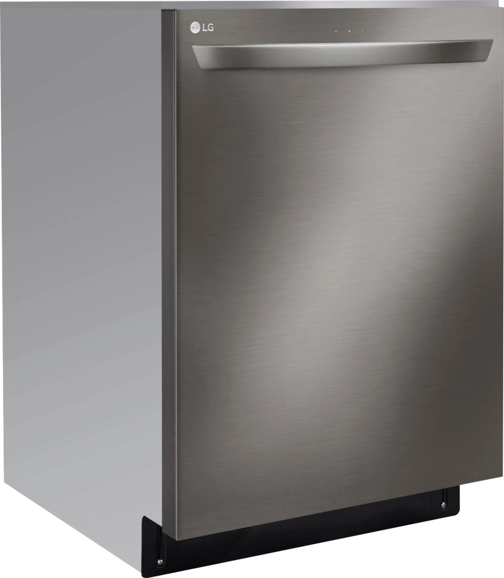 LG - 24 Top-Control Built-In Smart Wifi-Enabled Dishwasher with Stainless Steel Tub, Quadwash, and 3rd Rack - Black stainless steel