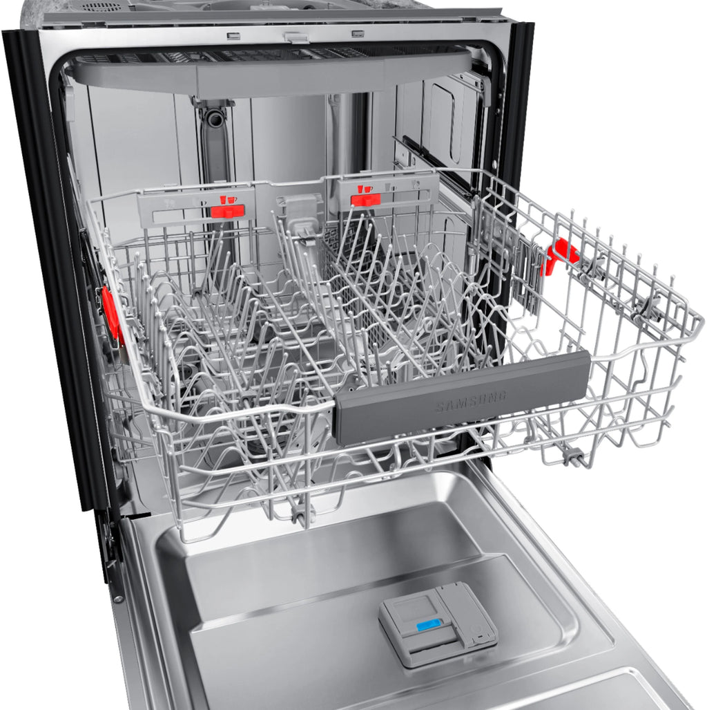 Samsung - StormWash 24 Top Control Built-In Dishwasher with AutoRelease Dry, 3rd Rack, 42 dBA - Black stainless steel