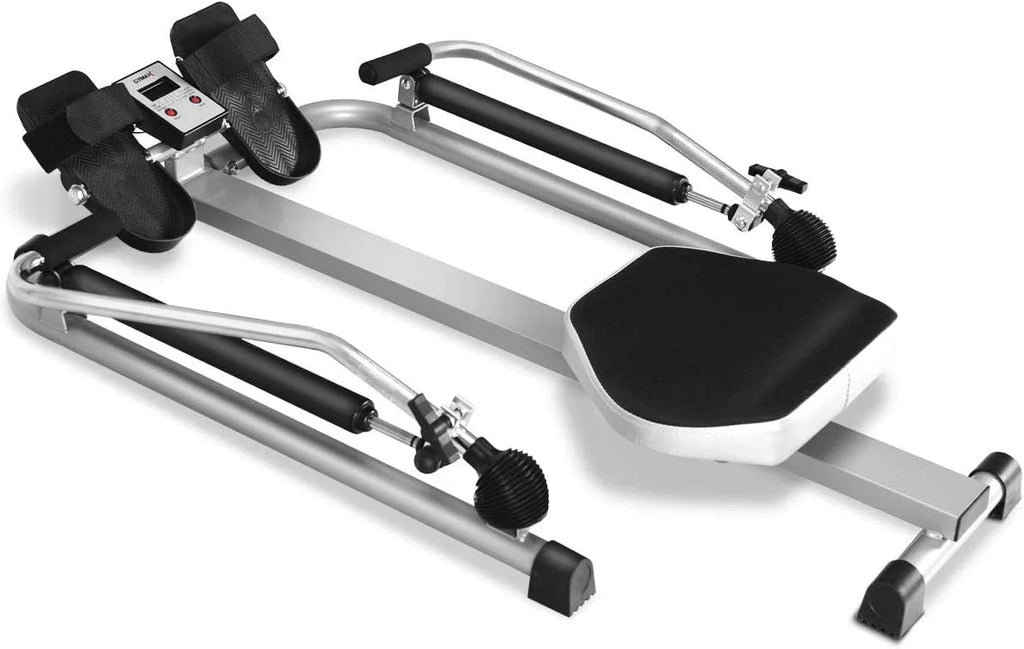 Rowing Machine for Home, 265LBS Weight Capacity Hydraulic Rowing Machine with Adjustable Cylinder Resistance up to 110lbs & LCD Monitor, Compact Full Motion Rower for at Home Exercise