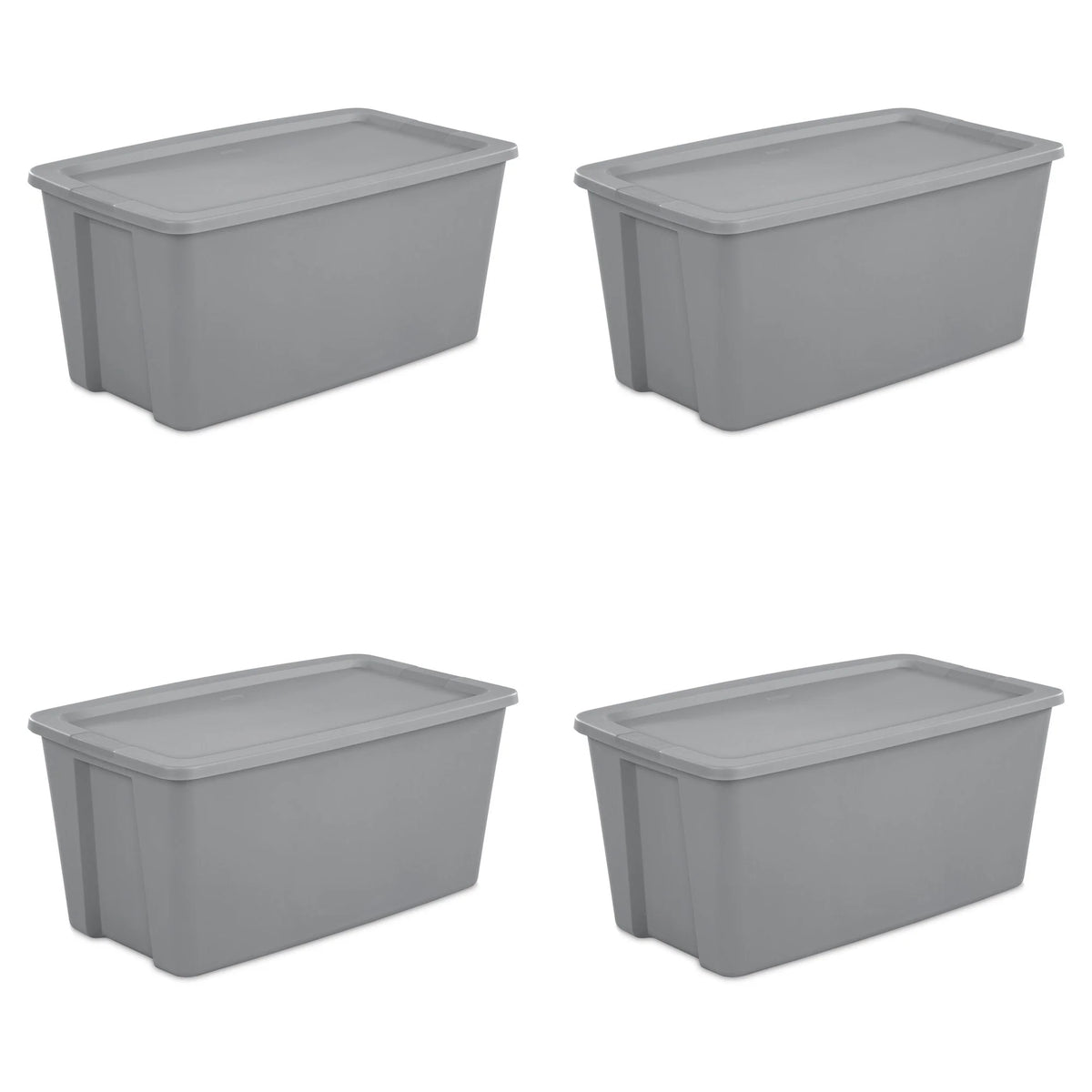 Sterilite 50 Gallon Tote Box Plastic， Titanium， Set of 4