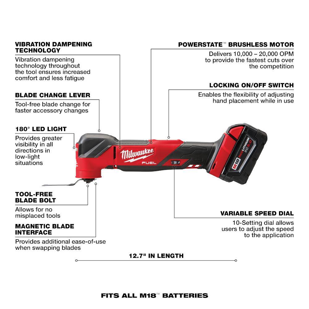 2836-21 Cordless Brushless Oscillating Multi-Tool Kit with Battery and Charger