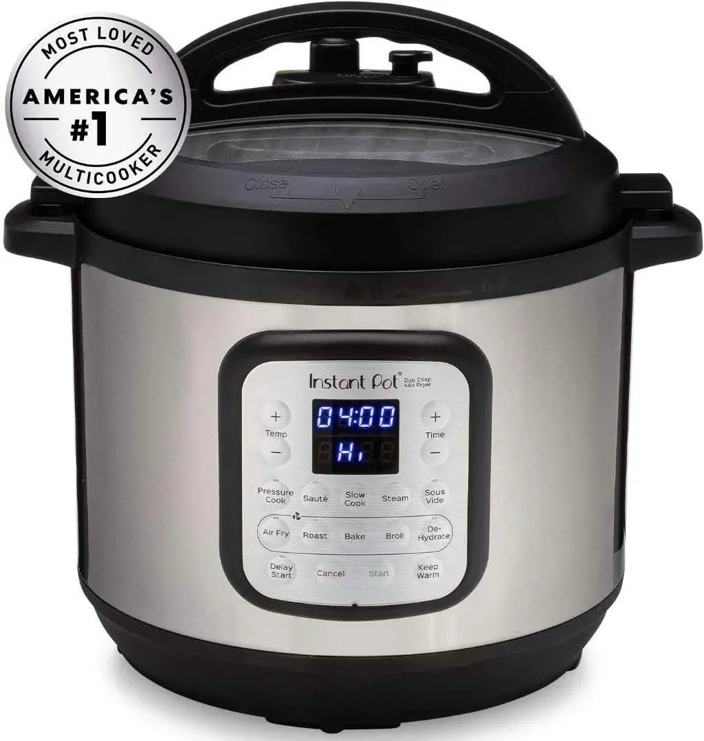 Instant Pot Duo Crisp 11-in-1 Air Fryer and Electric Pressure Cooker Combo with Multicooker Lids that Fries, Steams, Slow Cooks, Dehydrates,Free App With Over 800 Recipes, Black/Stainless Steel, 8QT