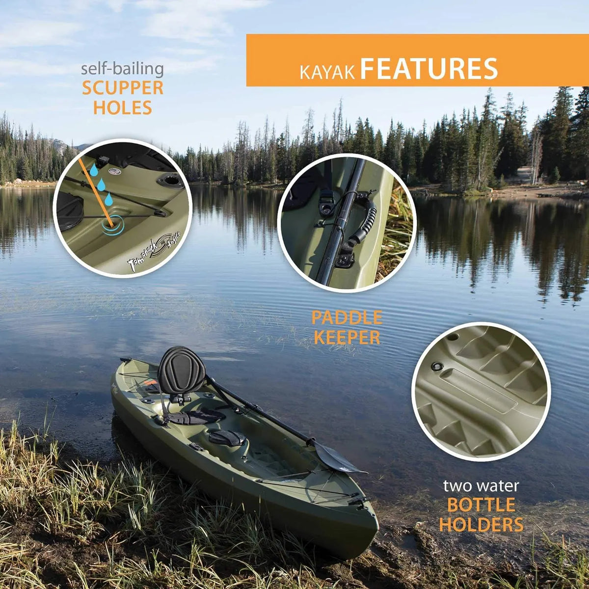 Lifetime Tamarack Angler Sit-On-Top Kayak, Olive, 120