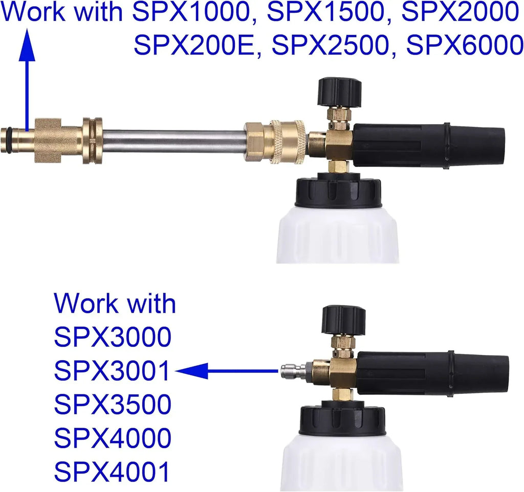 Foam Cannon, Compatible with Sun Joe SPX Series Pressure Washer, with 5 Nozzle Tips, 1/4 Inch Quick Connector