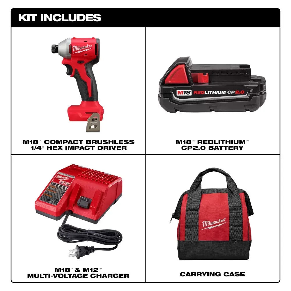 Milwaukee Pre-Sale 3650-21P M18 18V 1/4 Compact Hex Impact Driver Kit