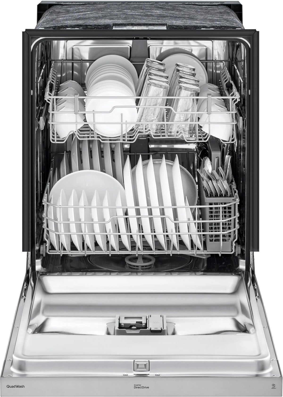 LG - 24 Front-Control Built-In Dishwasher with Stainless Steel Tub, QuadWash, 50 dBa - Stainless steel