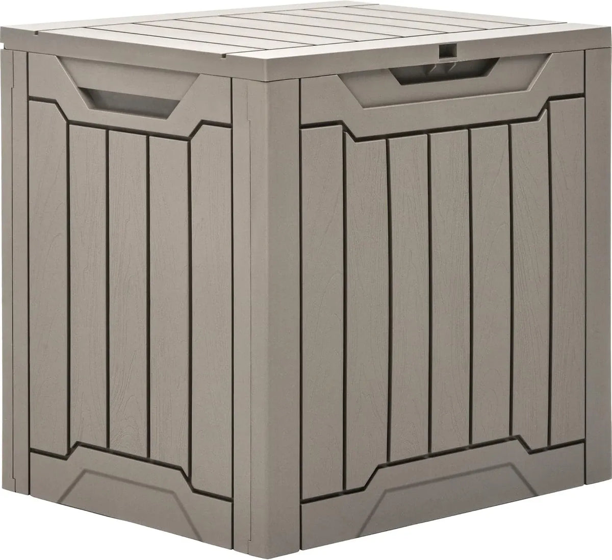 120 Gallon Outdoor Storage Deck Box with Cushion, Large Resin Patio Storage for Outdoor Pillows, Garden Tools and Pool-Supplies, Waterproof, Lockable (Taupe)