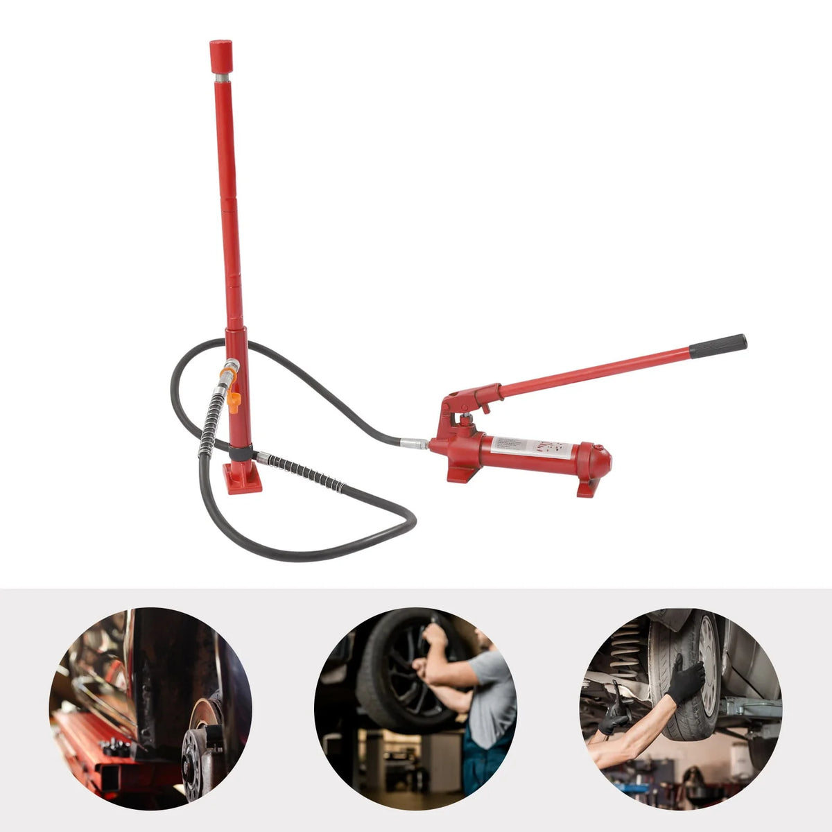Miumaeov 4 Ton Porta Power Kit, 59 in Oil Hose Hydraulic Car Jack Ram 4.9 inch Lifting Height Autobody Frame Repair Power Tools for Truck Bed Unloader Farm Hydraulic Equipment Construction