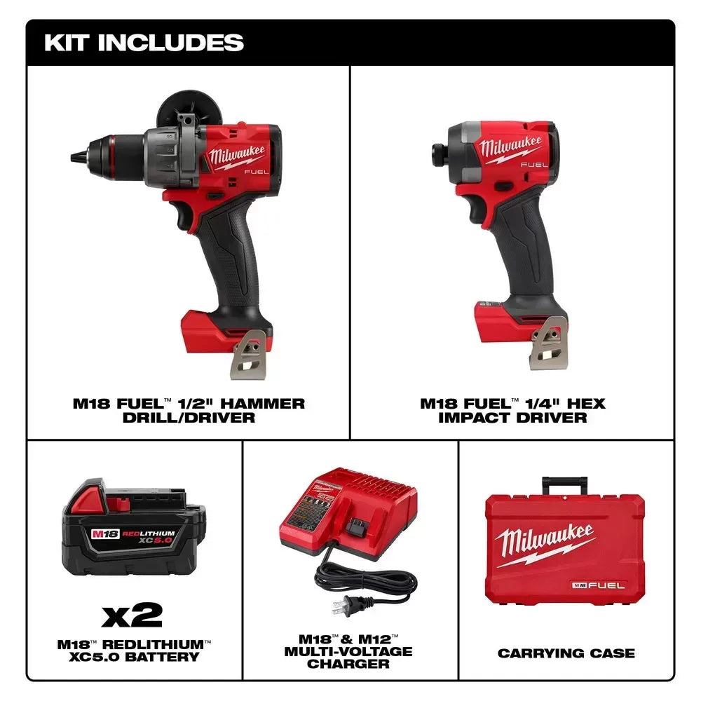 Milwaukee M18 FUEL 18V Cordless 2-Tool Combo Kit w/ 5.0AH Batteries, Black Friday Pre-Sale Only $39.99 and 2 Additional 5.0AH Batteries For The First 100 Customers