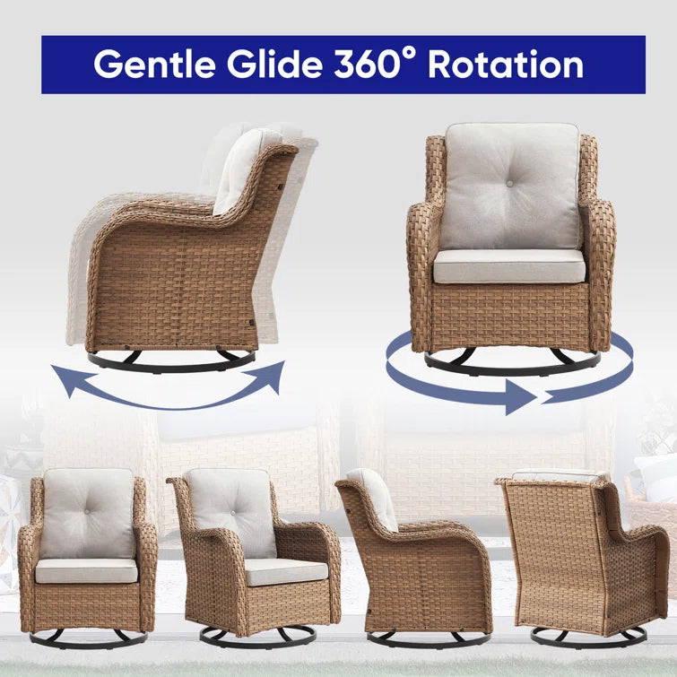 Wicker Rattan Swivel Patio Wicker Chairs (Set of 2)