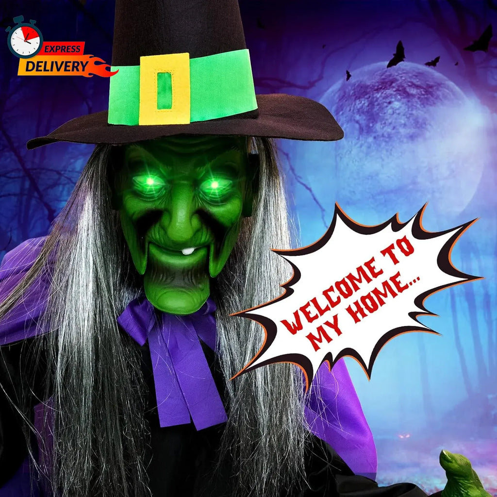 Halloween Decorations Outdoor - 12 Ft Animated Hovering Witch Animatronics Prop
