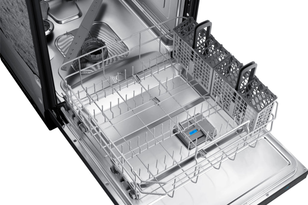 Samsung - StormWash 24 Top Control Built-In Dishwasher with AutoRelease Dry, 3rd Rack, 42 dBA - Black stainless steel