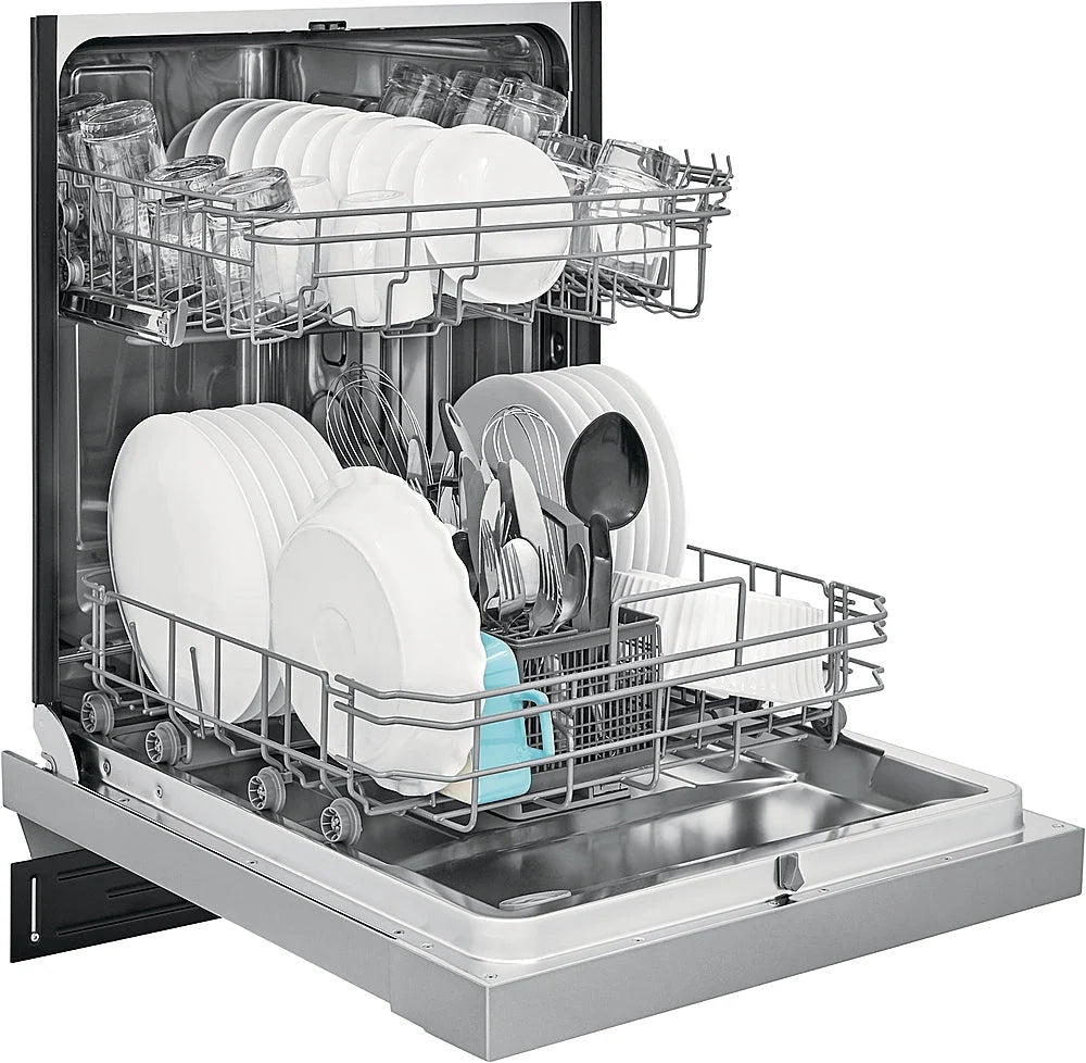 Frigidaire - 24 Compact Front Control Built-In Dishwasher with Stainless Steel Tub, 52 dBA - Stainless steel