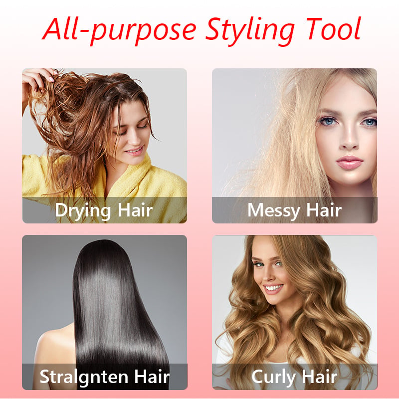 Hot Air Brush with Dual Rotating Interchangeable Heads and 3 Heat Settings, Ionic Finish
