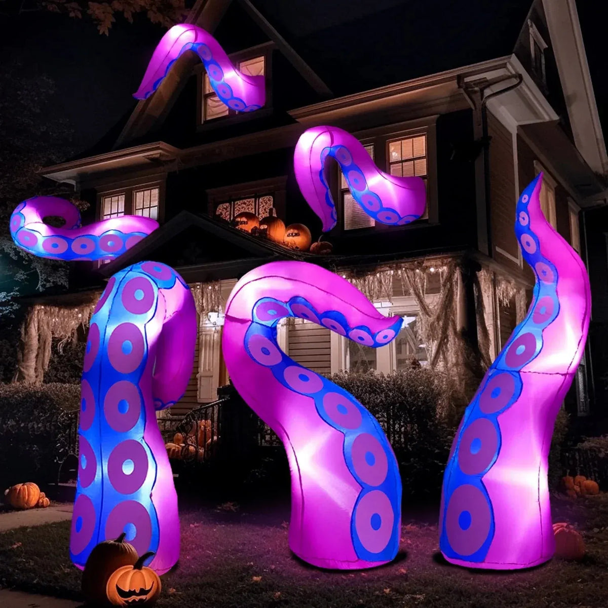 3 Pcs Halloween Inflatable Outdoor Giant Octopus Tentacle Broke Out from Window