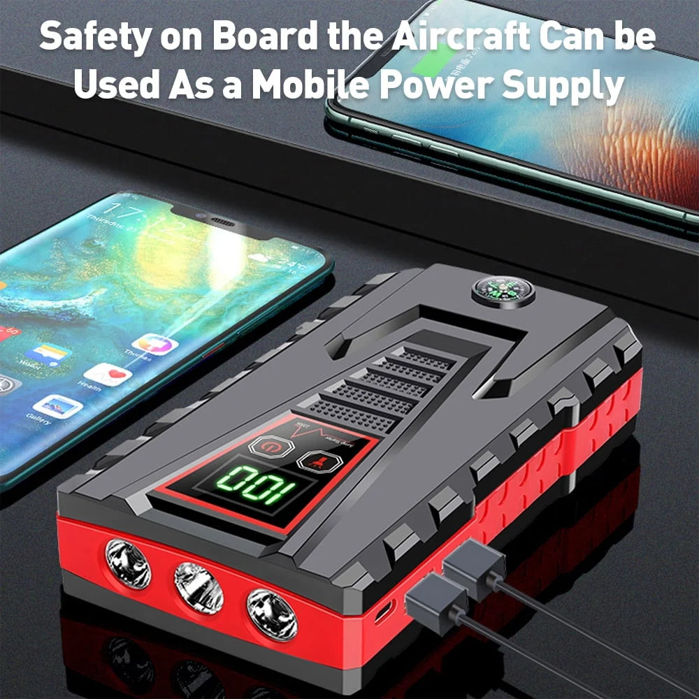 DFITO Portable 12V 99800mAh Car Jump Starter with LCD Display Power Bank Charger LED Flashlight
