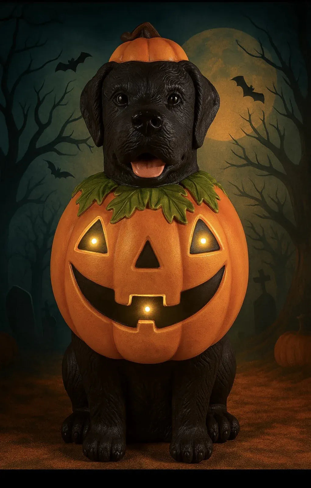 Black Labrador Halloween Dog with Pumpkin Costume LED Home Depot 2.5 Ft NEW