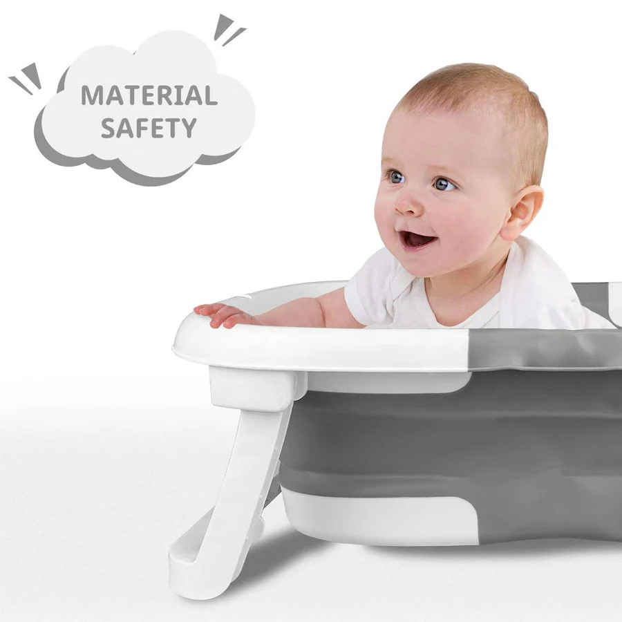 Newborn Bathing Tub with Temperature Alert and Soft Mat, Foldable  Design