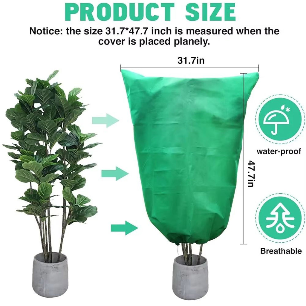 Plant Frost Protection Cover with Zipper and Drawstring Base for  Gardens