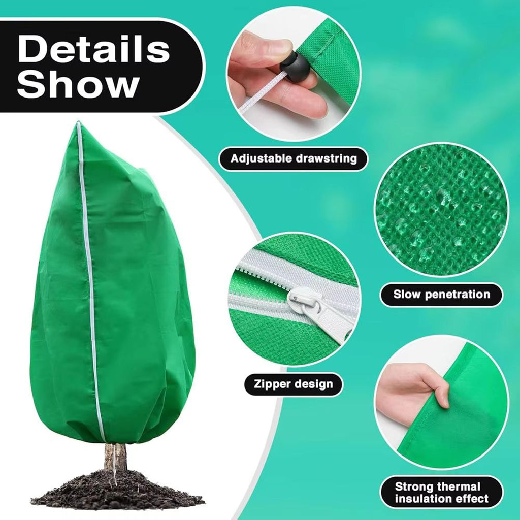 Plant Frost Protection Cover with Zipper and Drawstring Base for  Gardens
