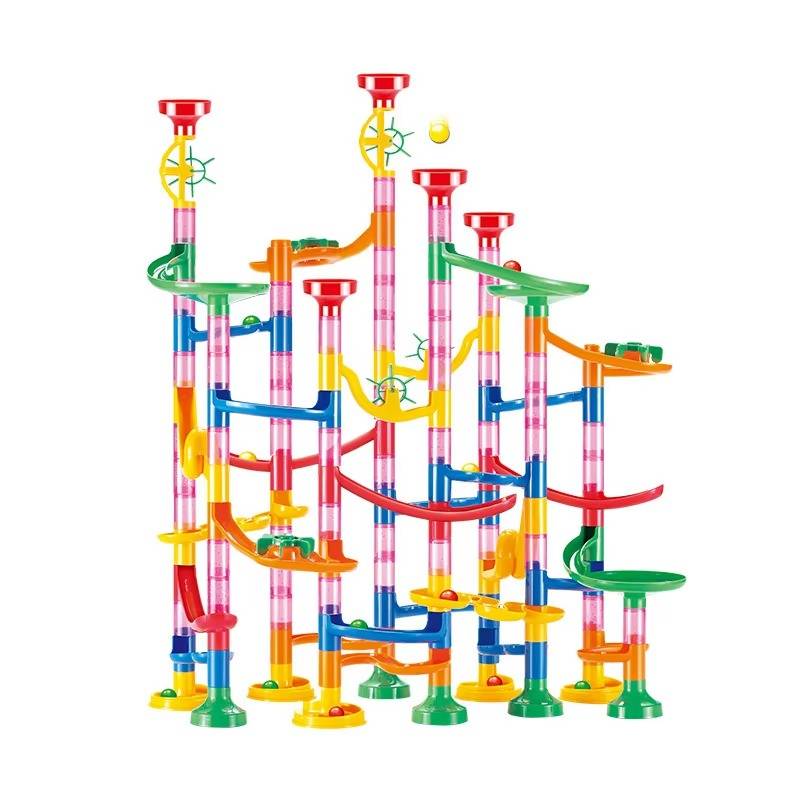 Marble Run Construction Set with 133 Pieces and Button Release  Funnel