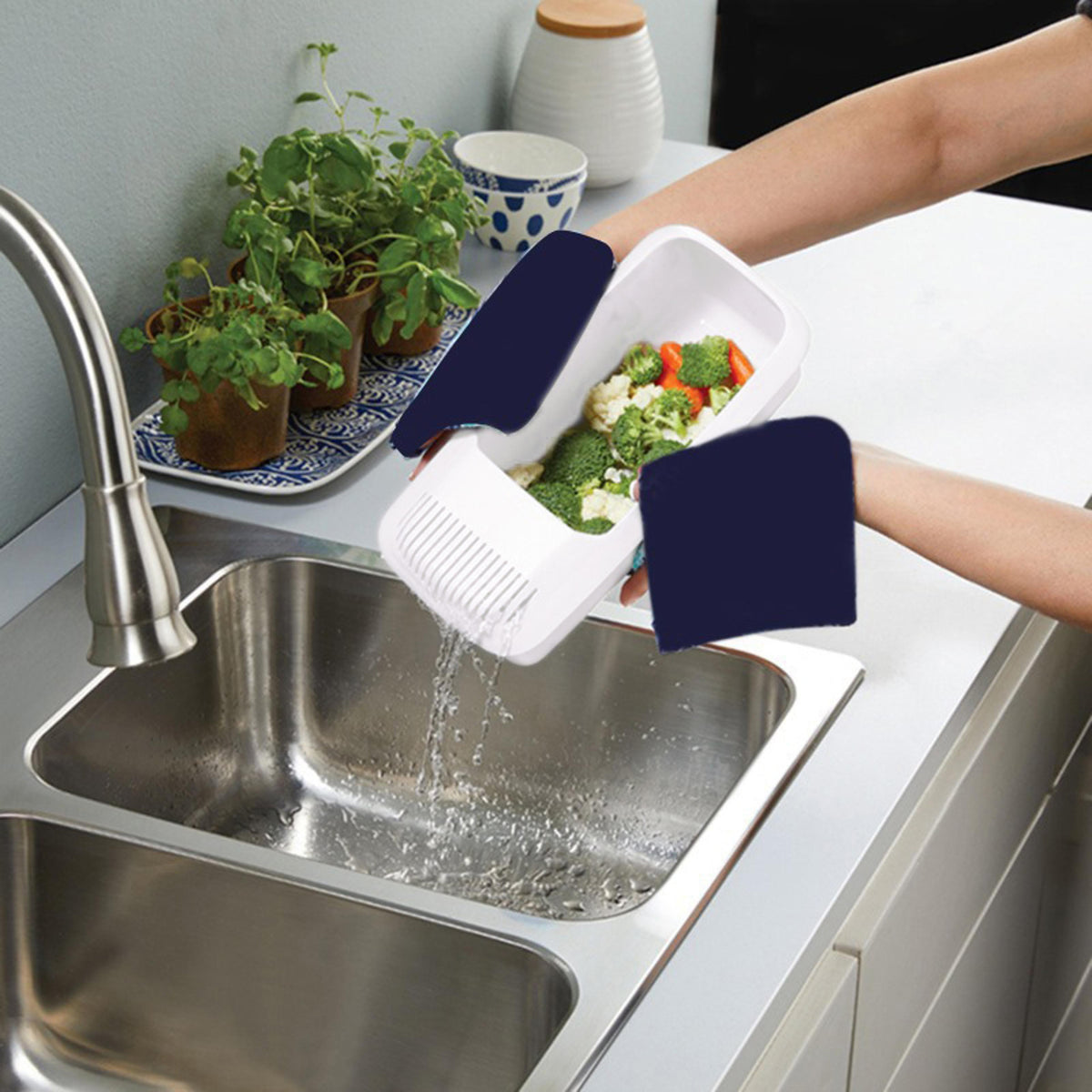 Microwave Pasta Cooker with Built-In Strainer Lid and Cool Grip  Handles