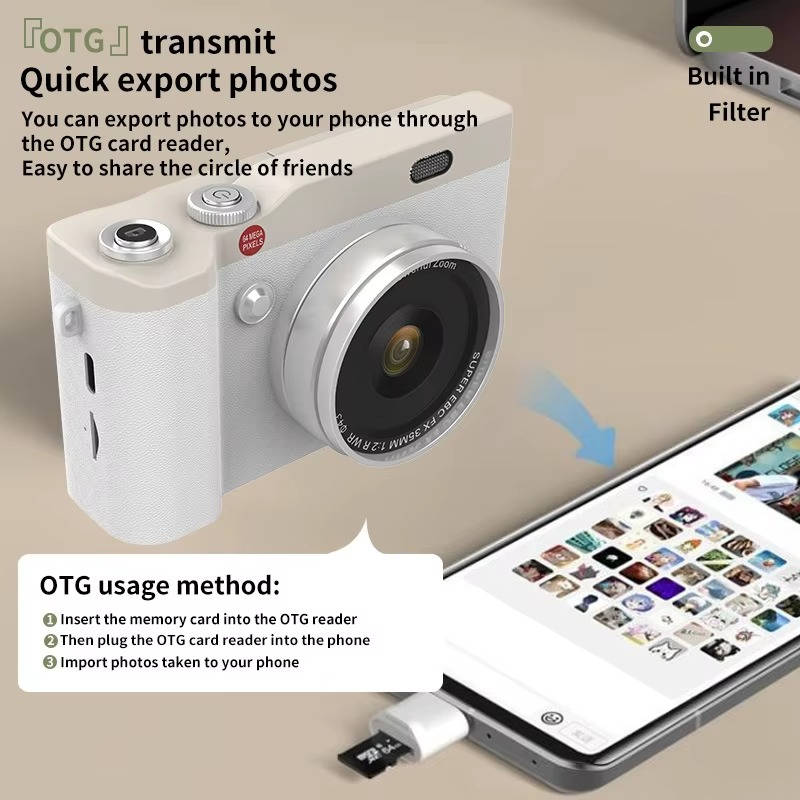 Portable Digital Camera with 180° Flip Screen, Selfie Camera with 32GB Memory Card for Photo and Video, Entry Level Student Camera