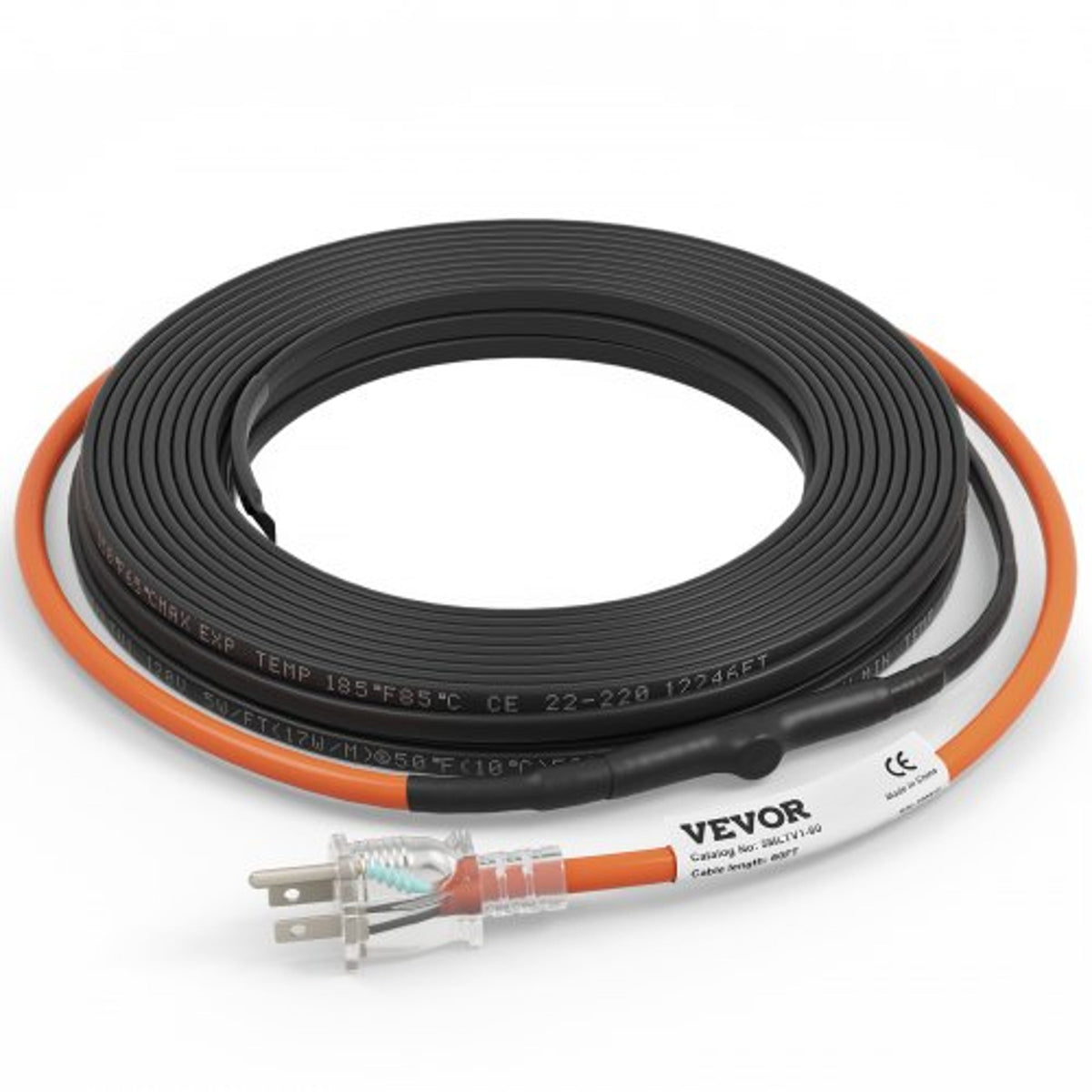 Pipe Heating Cable with Automatic Thermostat Control, 60ft  Self-Regulating