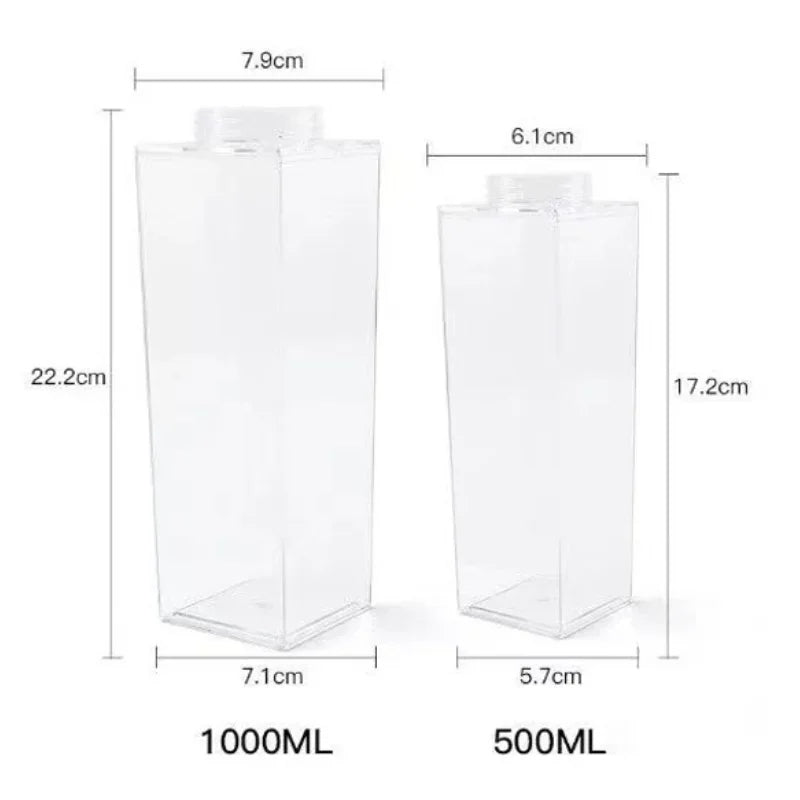 Milk Carton Water Bottle with Leak Proof Twist Lid and Wide Mouth  Opening