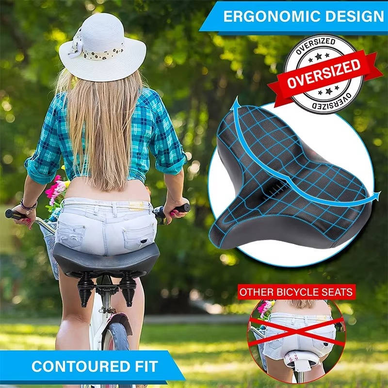 Memory Foam Bike Saddle with Hollow Grid Ventilation and Dual Spring Shock  Absorption