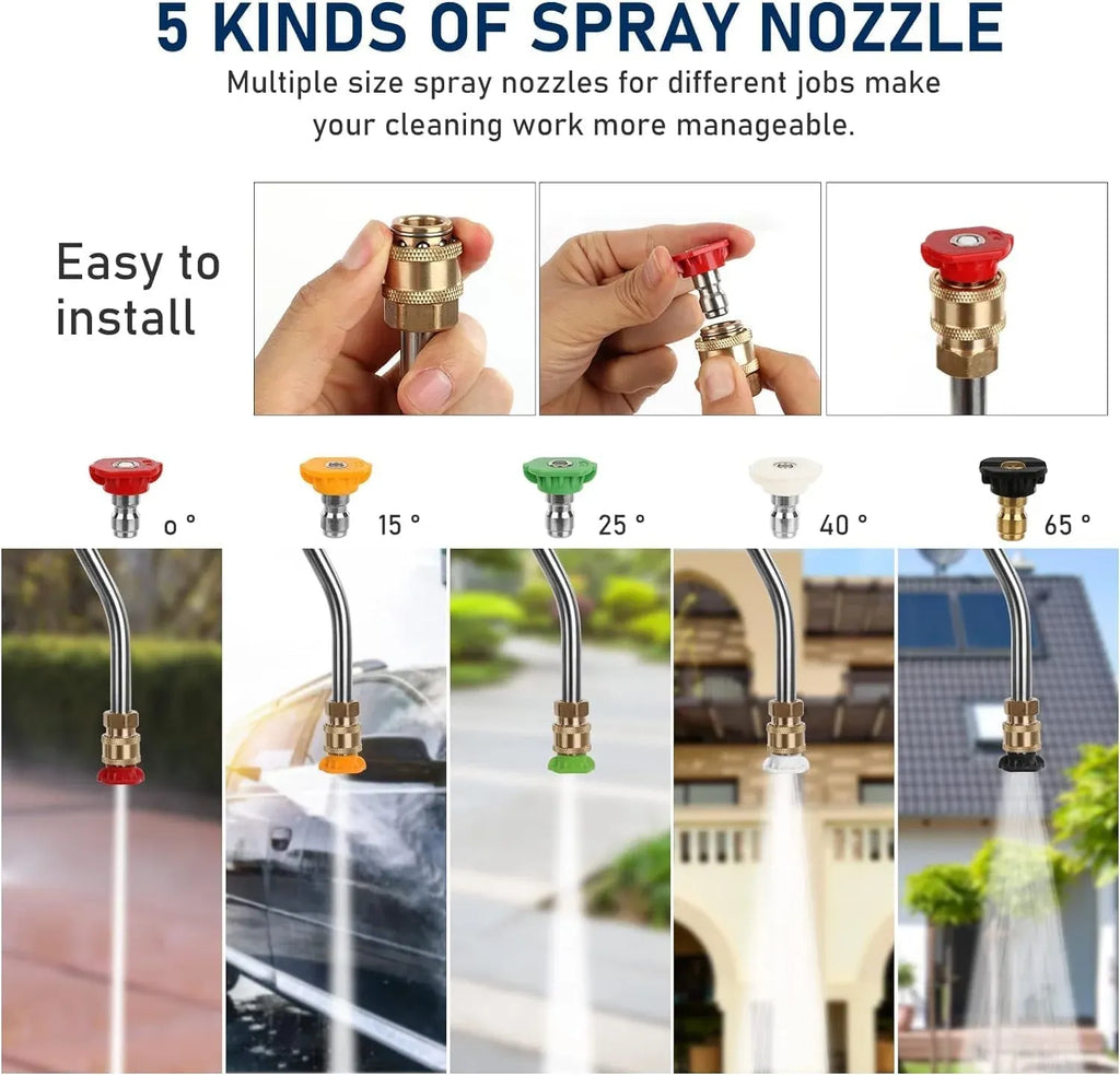 24 FT Pressure Washer Telescoping Wand, Pressure Washer Extension Wands, Professi Power Washer Gutter Cleaner with 5 Spray Nozzle Tips, 2 Hose Adapters and Support Belt (Silver, 24FT)