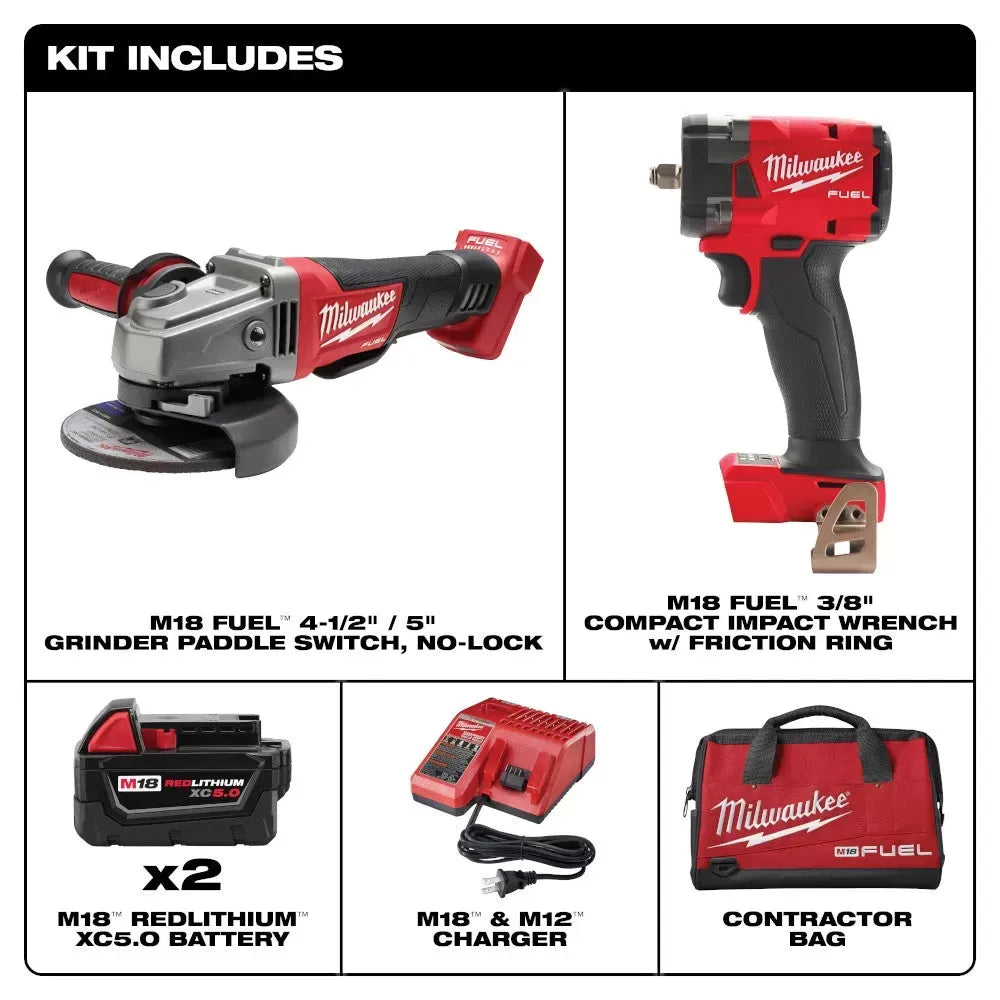 Milwaukee Pre-Sale Pre-Sale 2991-22 M18 FUEL 18V Compact Impact Wrench / Grinder Combo Kit