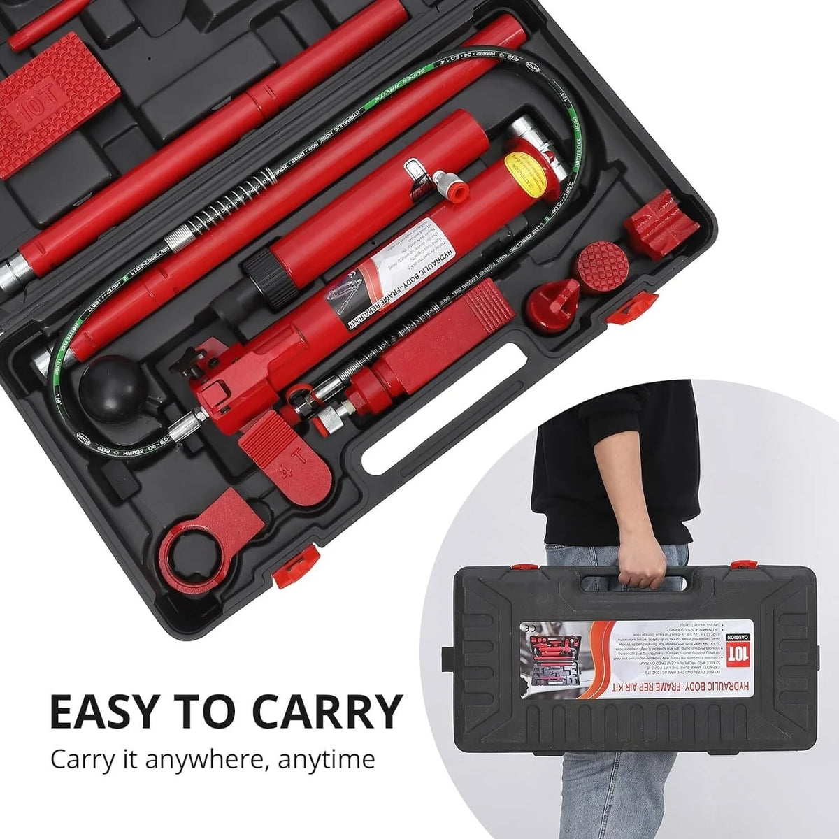 Emorefun 10 Ton Hydraulic Porta Power Jack Car Auto Tool Lift Ram Body Frame Repair Kits