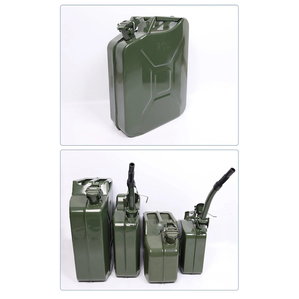 MoreChioce 10L Green Metal Jerry Can Store Container with Fixed Spout for Petrol Oil Water Alcohol