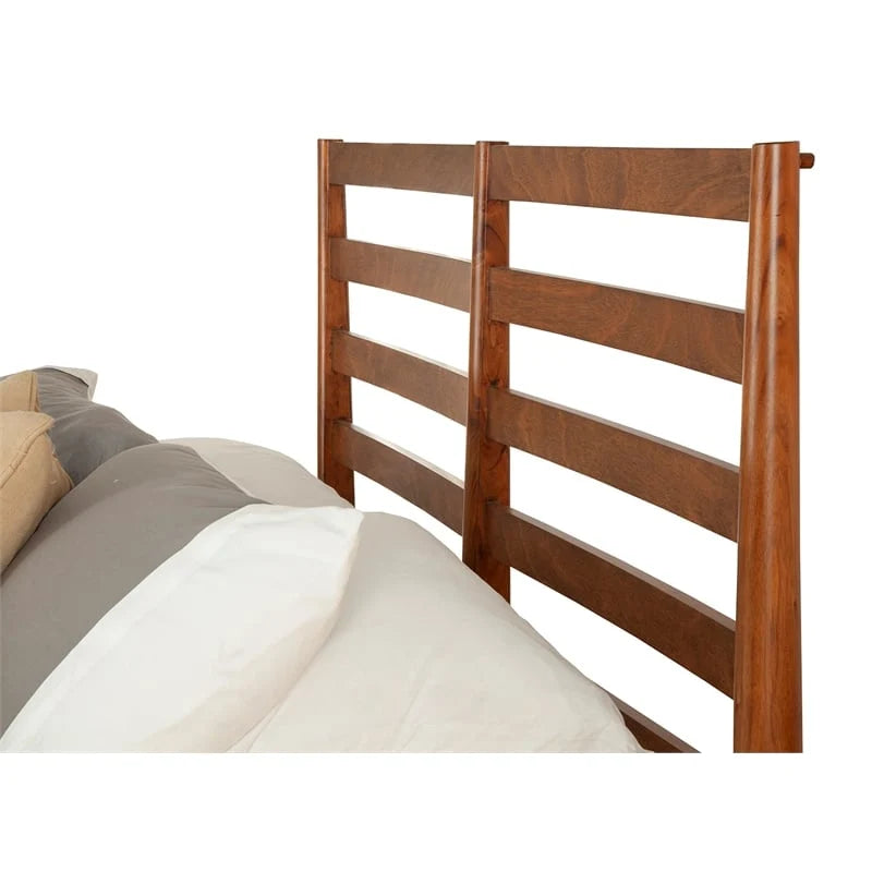 Home Square 4 Piece Set with Small TV Console Full Wood Bed & Large Nightstand