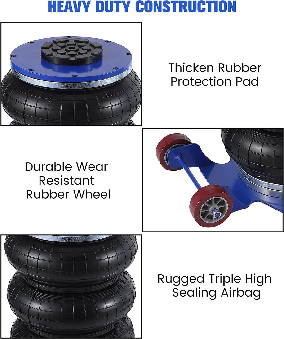 WhizMax 5 Ton/11000 lbs Triple Bag Air Jack, Quick Air Bag Jack Lift Up to 15.75 Inch, 3-5S Fast Lifting, Air Bag Jack for Cars with Adjustable Long Handle, Brass Valve