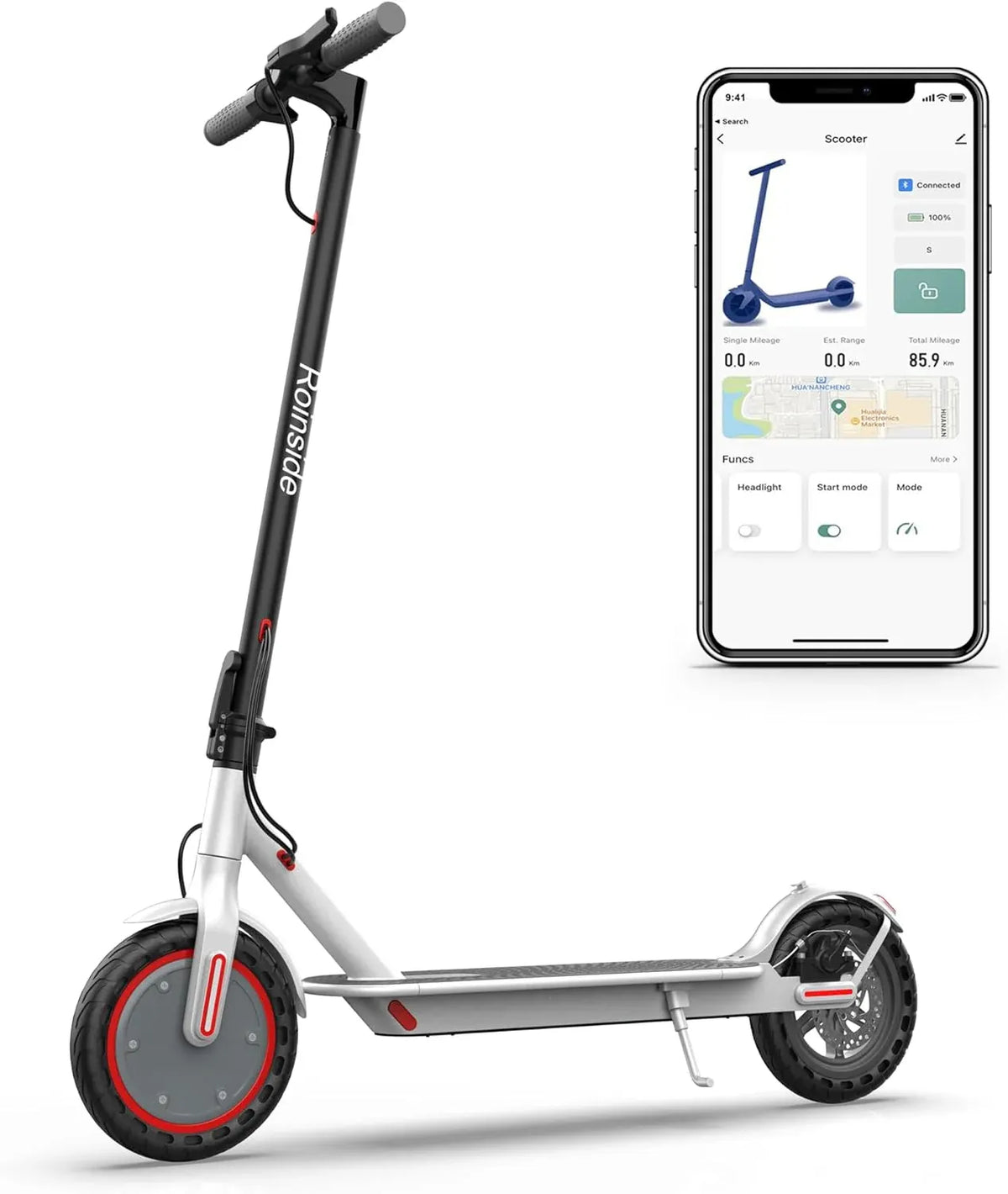 Electric Scooter - 8.5/10'' Solid Tires, 350W/500W Motor, Up to 19-22MPH and 21-24Miles Long-Range Portable Commuting Scooter for Adults with Double Braking System and App