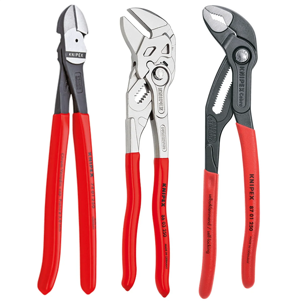 KNIPEX Tools 9K 00 80 117 US, Cobra, Pliers Wrench, Diagonal Cutters 10-Inch Set, 3-Piece