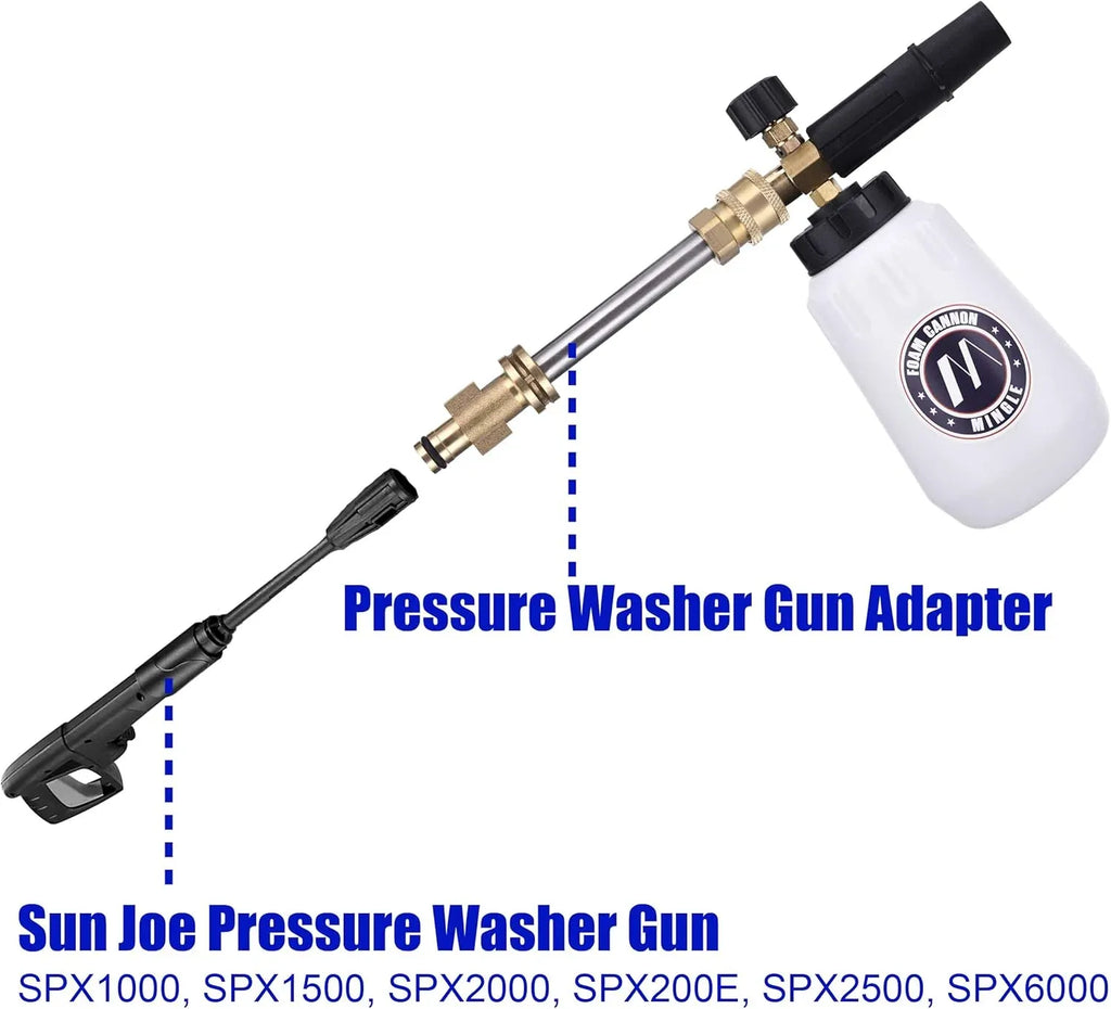 Foam Cannon, Compatible with Sun Joe SPX Series Pressure Washer, with 5 Nozzle Tips, 1/4 Inch Quick Connector