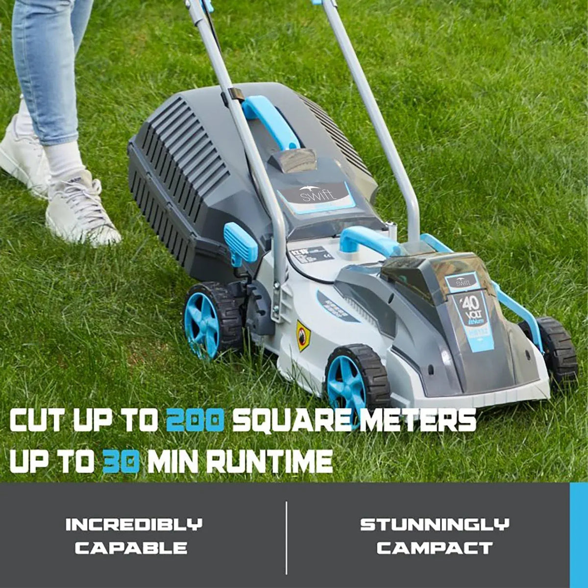 40V Cordless Lawn Mower with Brushless Motor - 13 Inch Lightweight 2-in-1 Push Mower, 5 Adjustable Cutting Heights, Low Noise & 40V Lithium-Ion Battery Included, Ideal for Small Yards