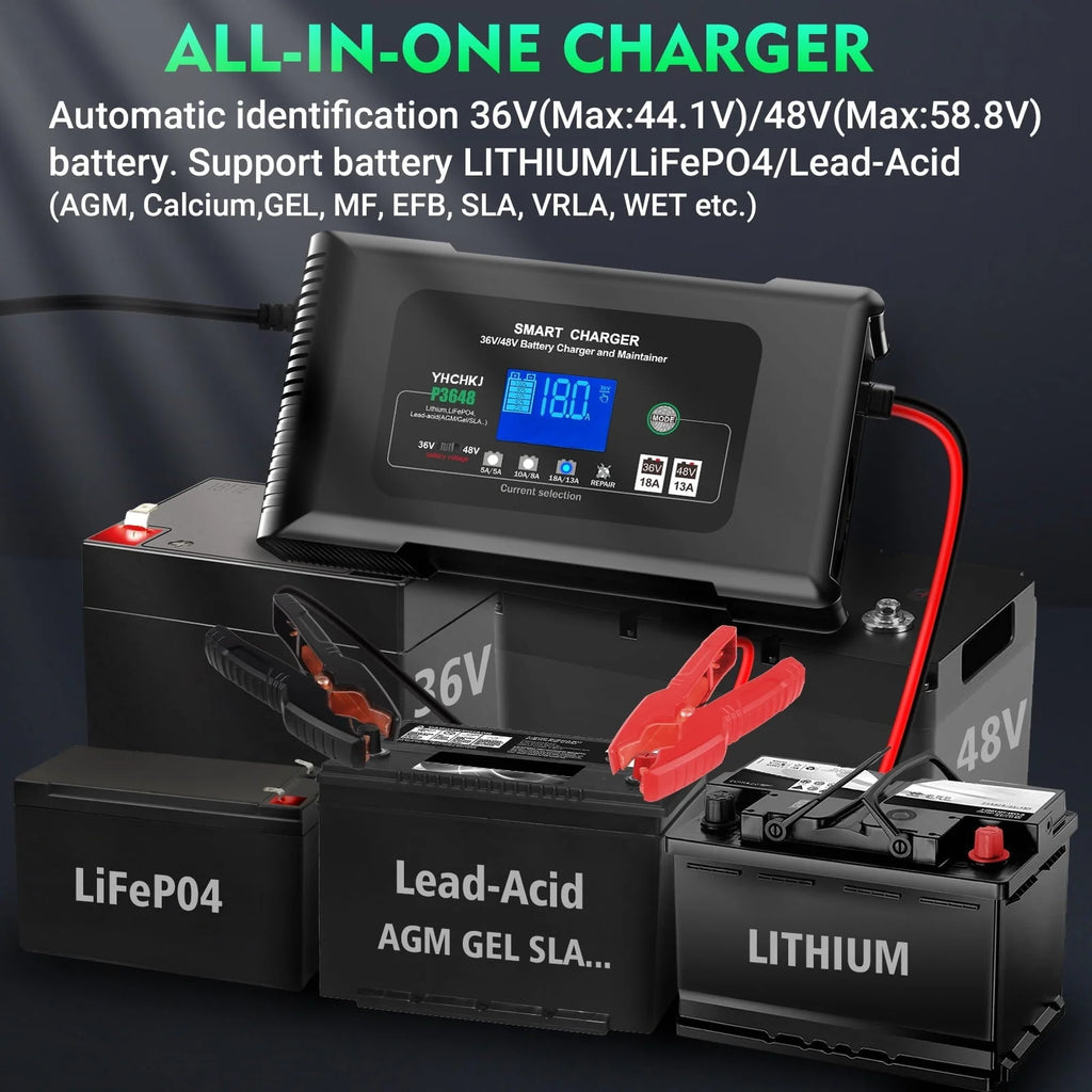 YHCHKJ 36V/48V Golf Cart Charger 18-Amp Smart Charger, Golf Car Battery Charger,Trickle Charger