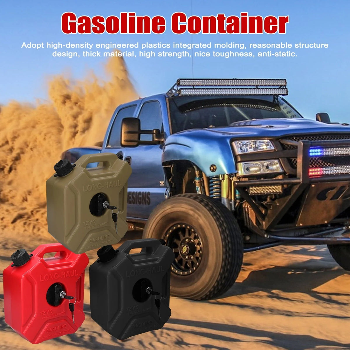 OWSOO Plastic bucket,Fuel Tanks Portable Diesels Containers -Static Tanks Key Car Tanks 5L -Static Tanks Lock Plastic bucket Car SUV 5L Portable ATV Off-Road Vehicle Tanks Portable 1.3 Nebublu