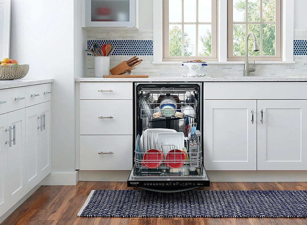 Frigidaire - Gallery 24 Compact Top Control Built-In Dishwasher with Stainless Steel Tub, 3rd Rack, 49 dBA - Black stainless steel
