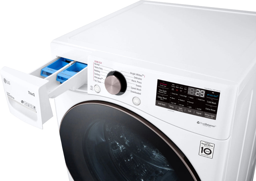 LG - 4.5 Cu. Ft. High-Efficiency Stackable Smart Front Load Washer with Steam and Built-In Intelligence - White