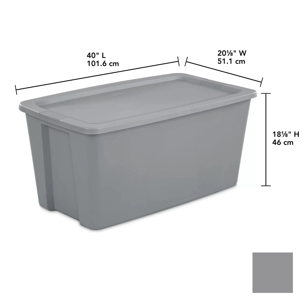 Sterilite 50 Gallon Tote Box Plastic， Titanium， Set of 4