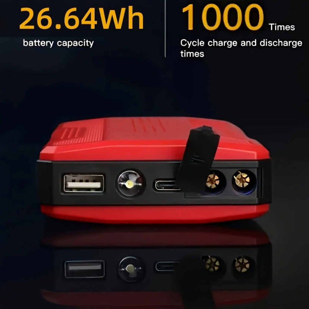 Compact 8000mAh Jump Starter & Power Bank - Emergency Car Boost for Petrol & Diesel, 12V, Safe, Dual-Color