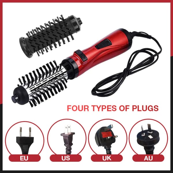 Hot Air Brush with Dual Rotating Interchangeable Heads and 3 Heat Settings, Ionic Finish