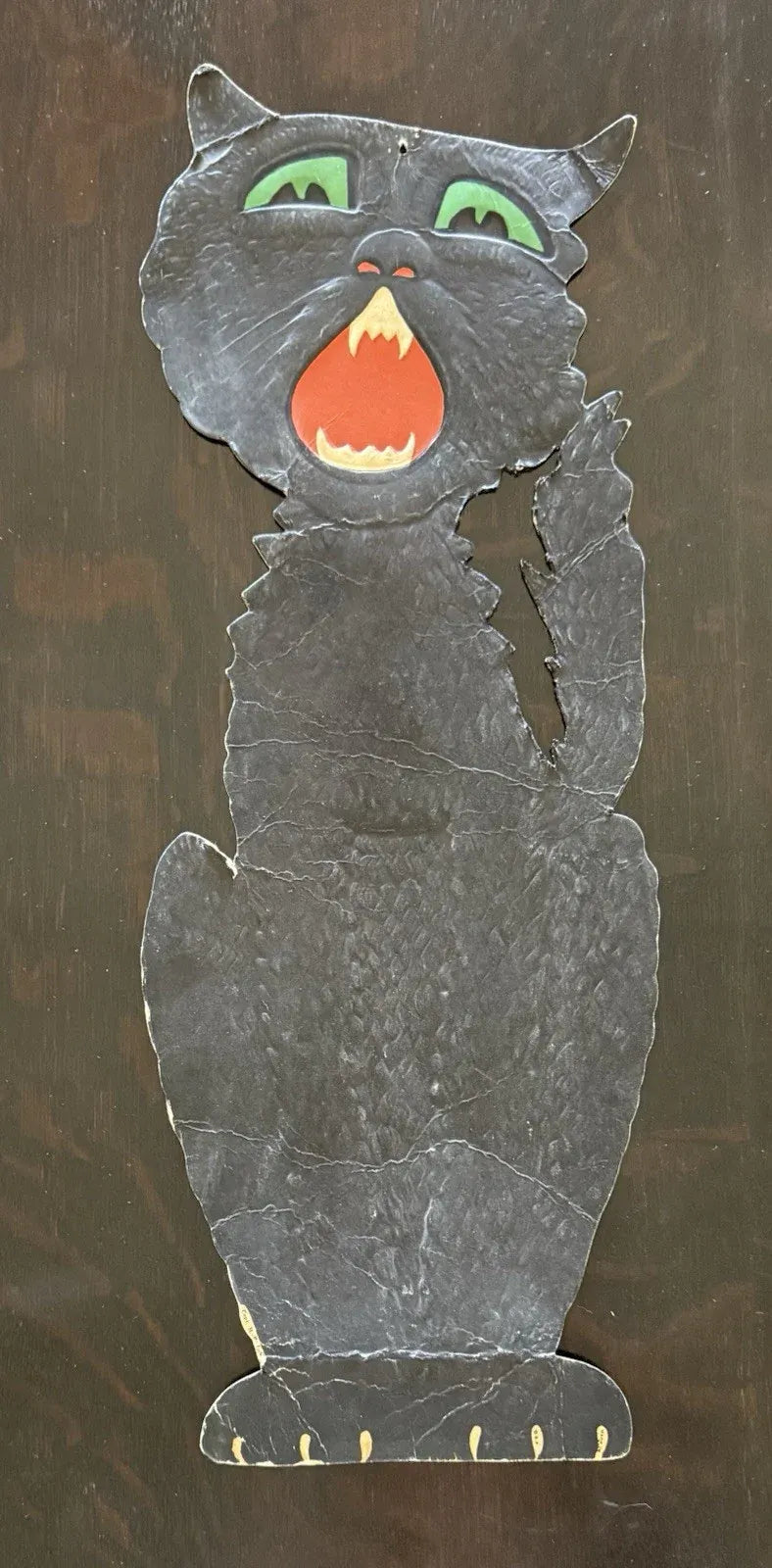 Antique H.E. Luhrs Embossed Die-Cut Scaredy Cat Halloween Decor RARE